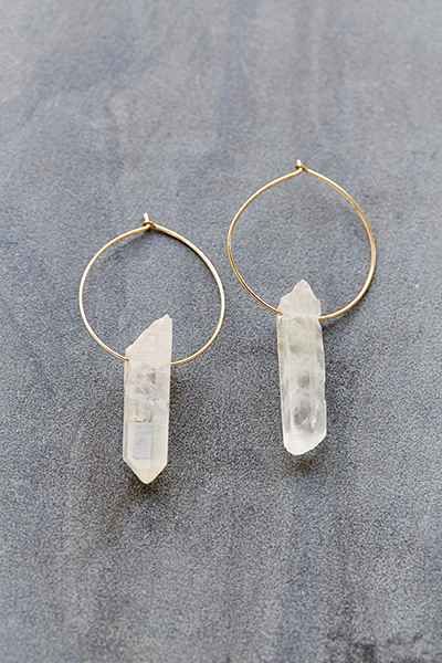 Rose Quartz Hoop Earrings 